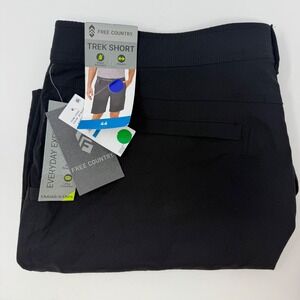 Free Country Mens Trek Shorts Jet Black Water Resistant Stretch Size 44 NEW